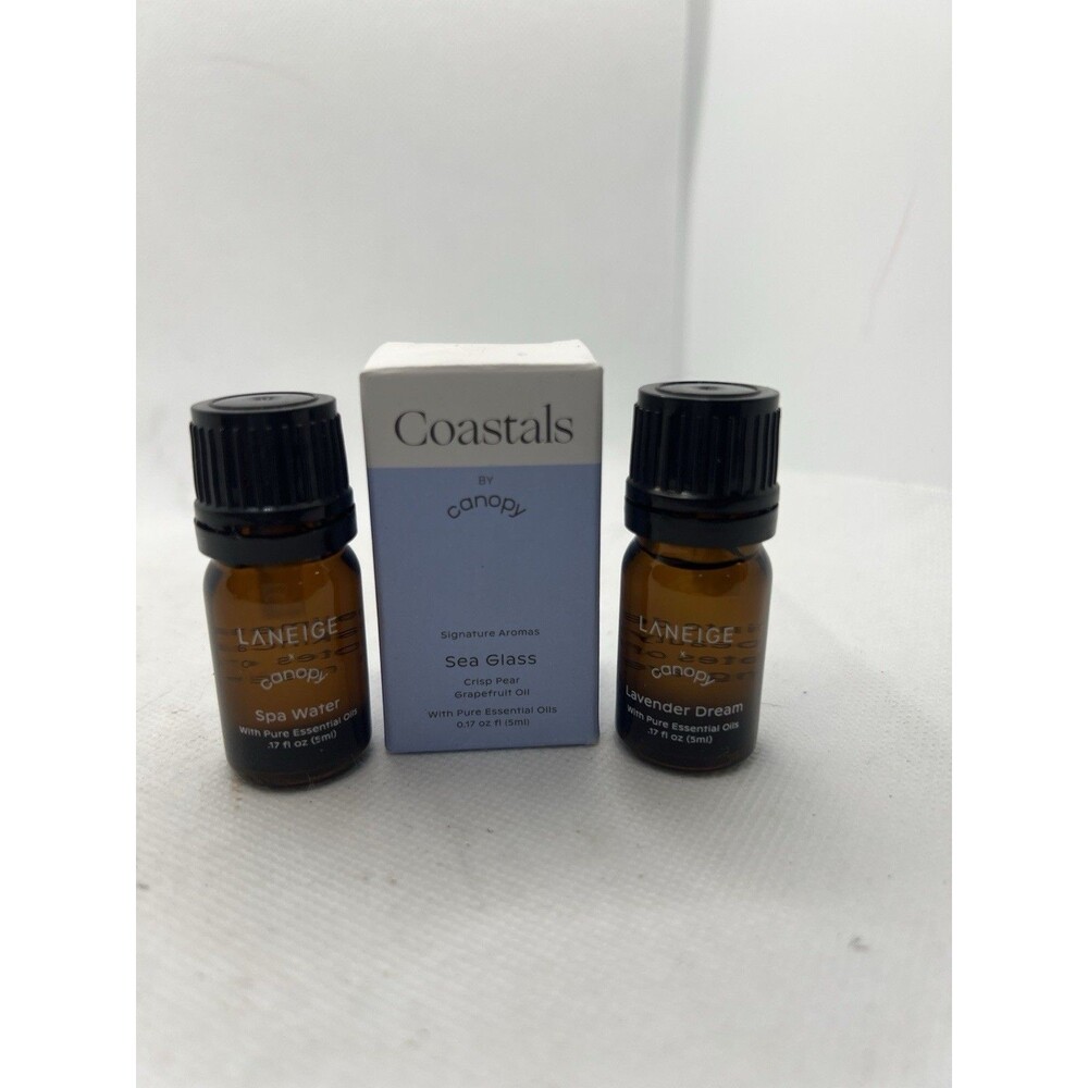 3 bottles Laneige coastal Canopy Essential Oils .17 oz sea glass spa lavender